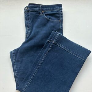 Express Women's High Rise Wide Leg Jeans in Deep Blue